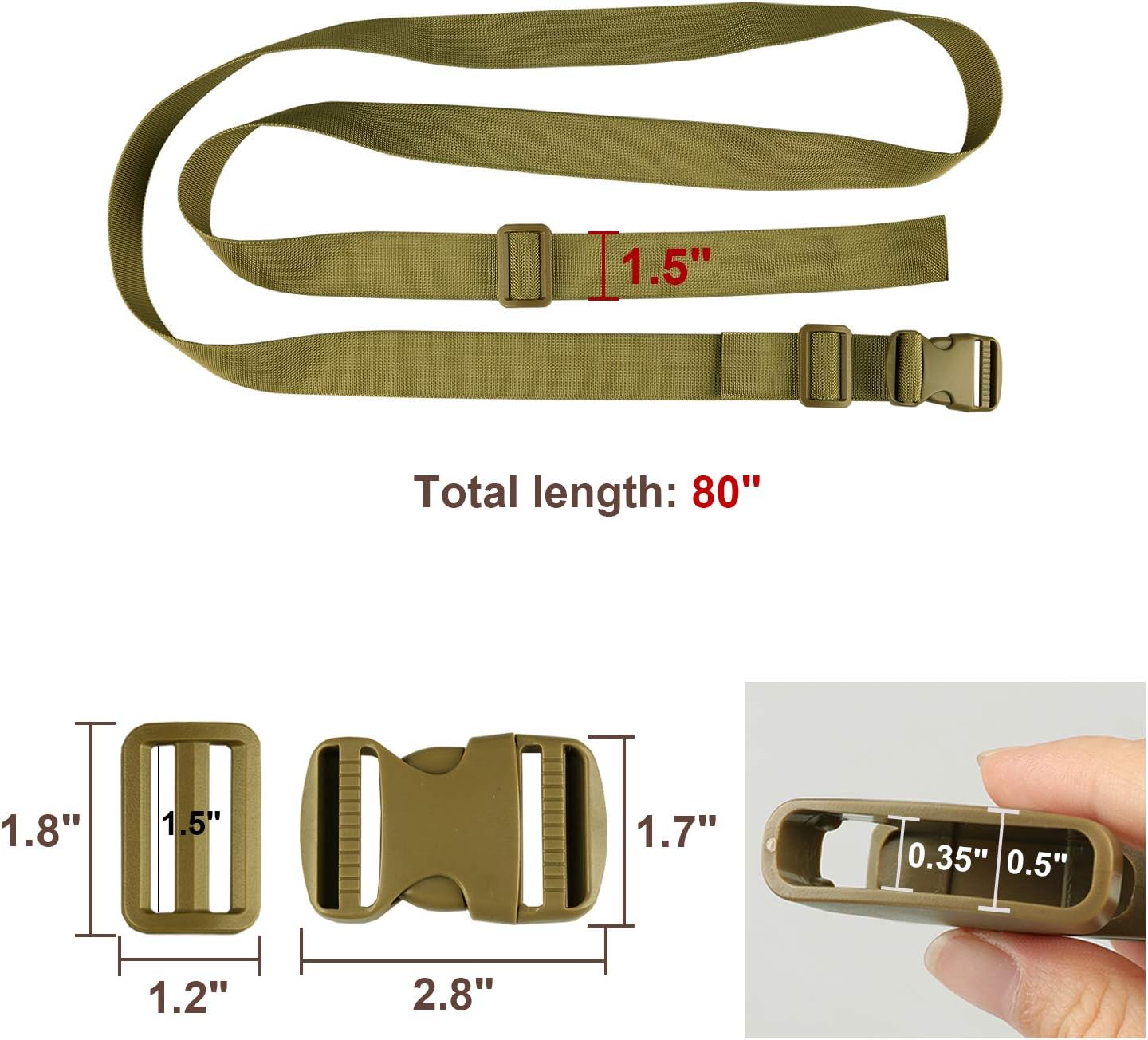 MAGARROW 65" 1.5" Utility Straps with Buckle Adjustable, 4-Pack (Tan (4-PCS)) image 3