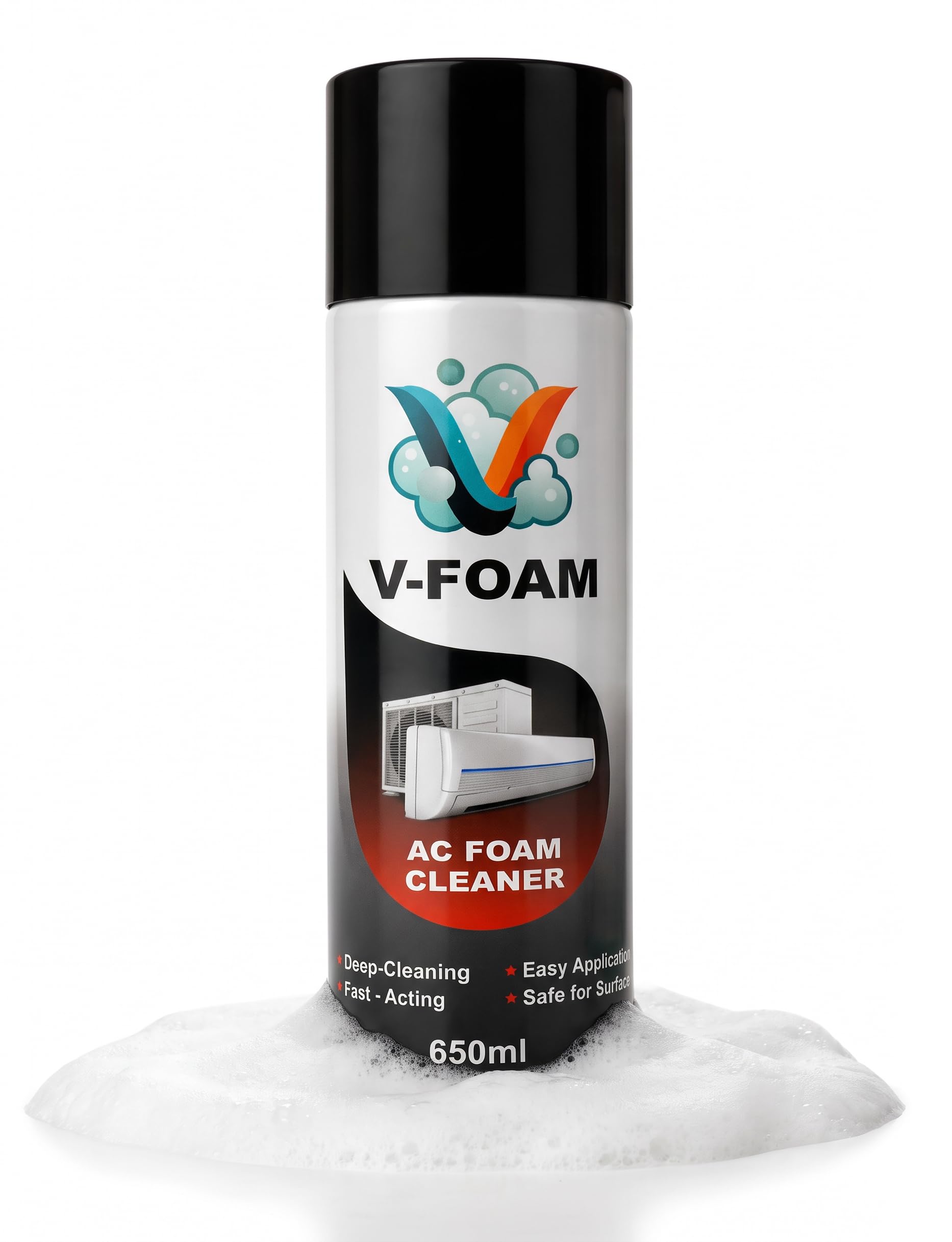 Vinsa Air Conditioner Cleaner 650ML | Powerful Foaming No-Rinse AC Cleaner Spray for Evaporators & Condensers | Removes Dirt, Dust, Grime & Odor | Safe for AC Coils, Fins & Metal Surfaces (Pack of 1)