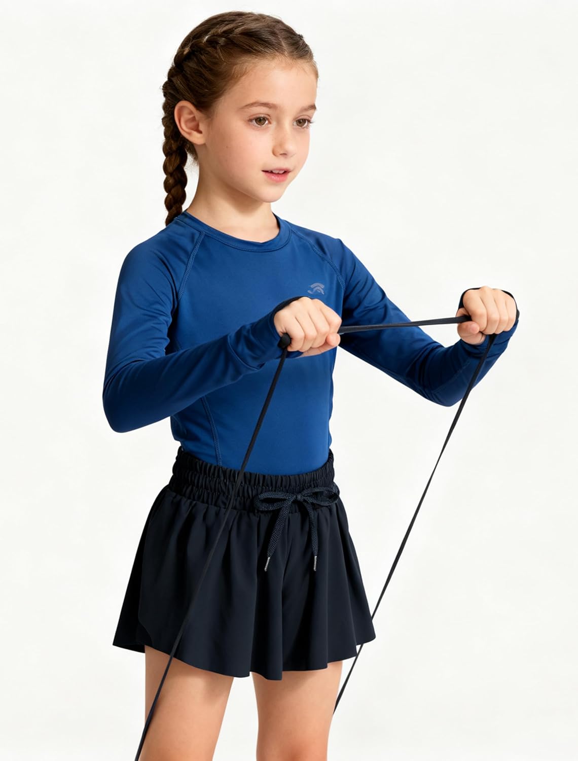 Girl's Athletic Shorts High Waist Flowy Butterfly Skirt with Pockets Liner 2 in 1 for Fitness, Running Sports - Image 5