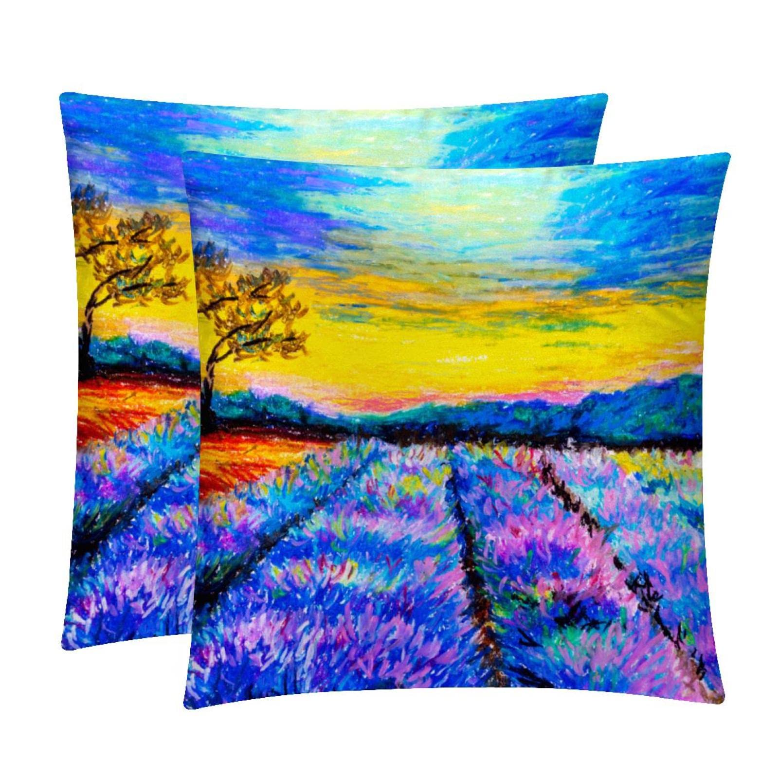Coussin lombaire lavande lot de 2 pour déco de maison de ferme et salon