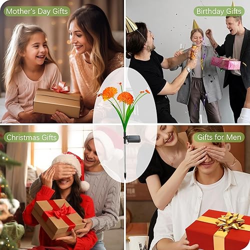 Miniatura 7 de Luces solares de jardín, paquete de 4 luces solares de abeja oscilantes con flores, luz de luciérnaga impermeable al aire libre para jardín, patio,