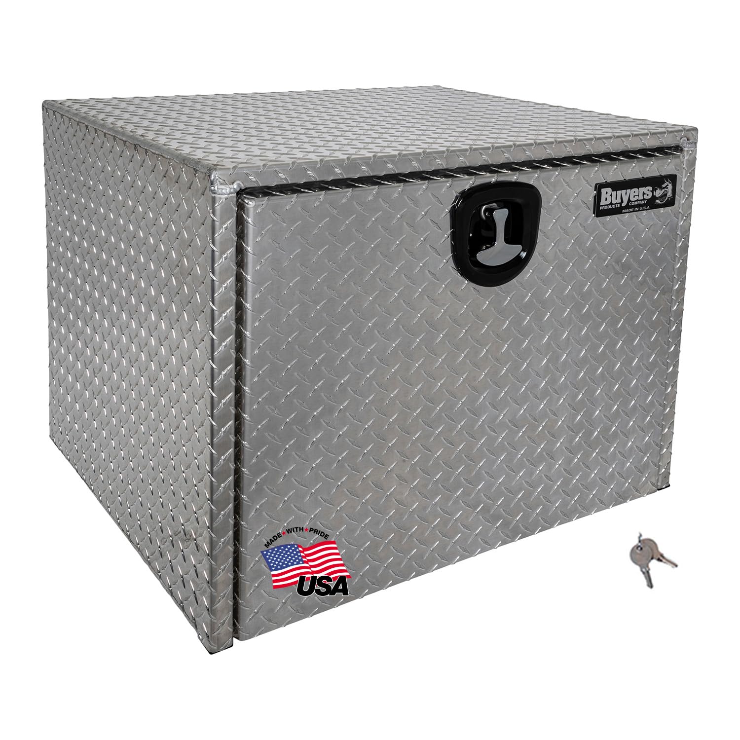 Buyers Products 1705133 Diamond Tread Aluminum Underbody Truck Tool Box, 24 x 24 x 30, Made in USA, .100 in. Thick, Corrosion-Resistant, Locking Compression Latch, Secure Storage for Work Trucks