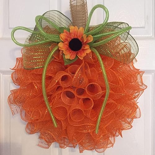 Miniatura 7 de Cieovo 4 rollos de cinta de malla de polietileno de Acción de Gracias, cinta de borde con alambre de otoño, 10 pulgadas x 30 pies, cinta de malla de