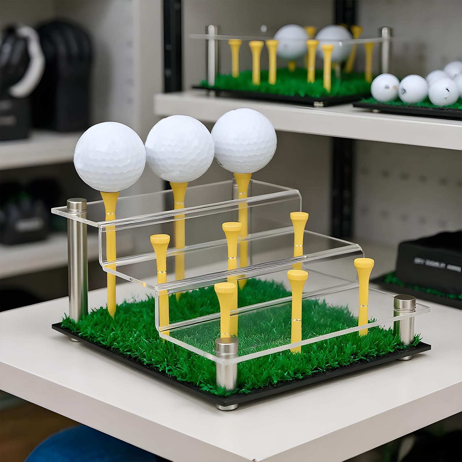 Bandeja acrílica para pelotas de golf, soporte transparente para exhibición de nueve bolas, soporte para equipos deportivos, organizador de presentación decorativo, elegante estante de colección