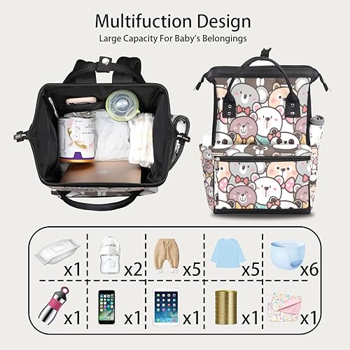 Miniatura 3 de cfpolar Cute Cartoon Animal Diaper Bag Backpack Panda Koala Maternity Newborn Baby Changing Bags Large Baby Bags for Moms Dads Waterproof Travel