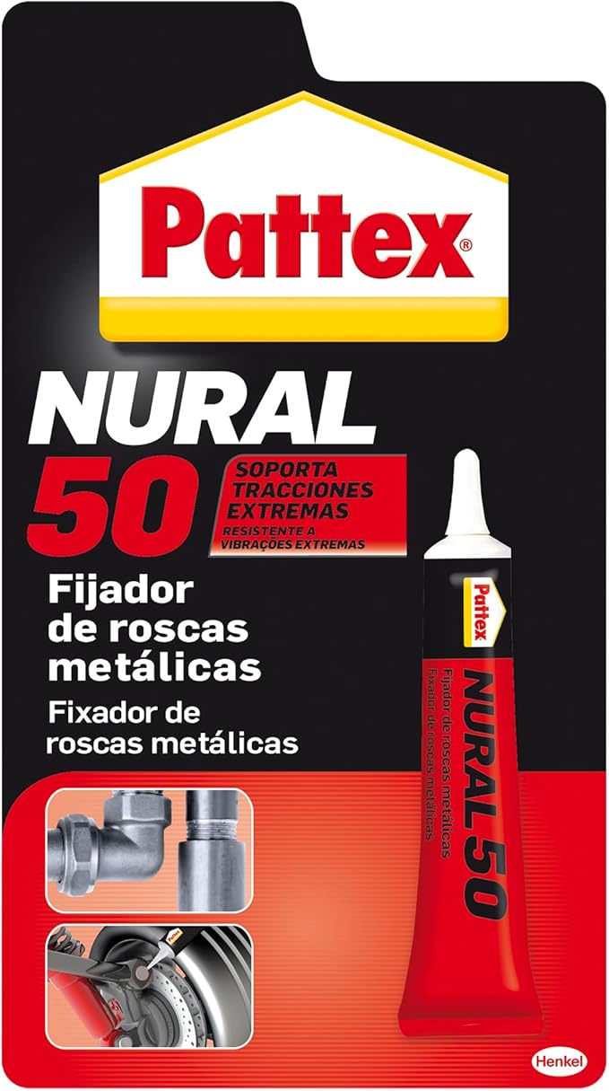 Pattex Nural 50: fijador anaeróbico para roscas metálicas, tubo de 10 cm³