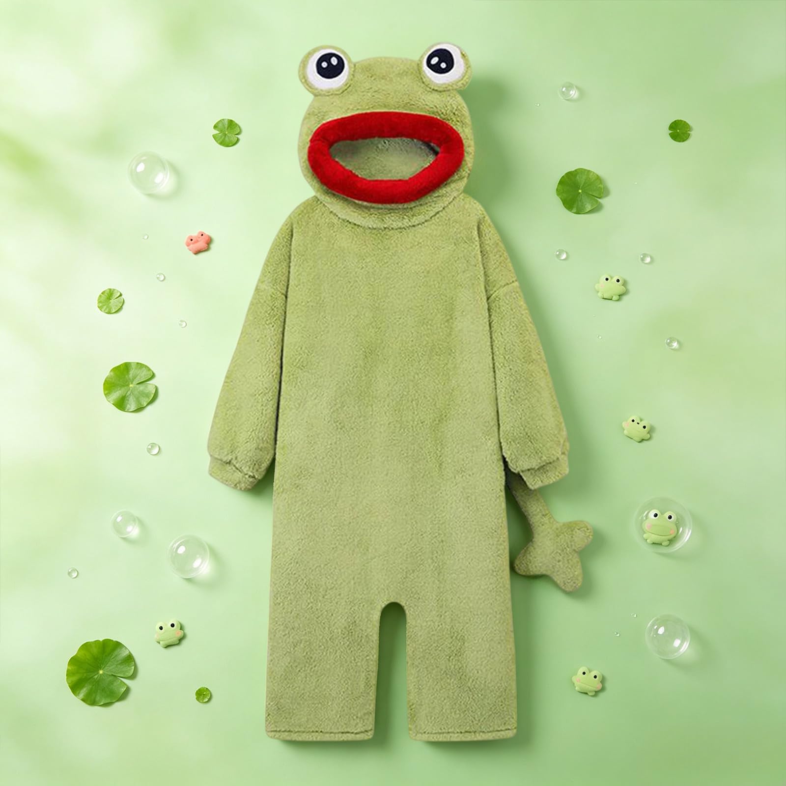 Genérico Pijama de Monstruo Verde para Mujer Hombre, Mono con Capucha de Franela, Pijama de Cuerpo Entero Acogedor con Bolsillos, Otoño Invierno Disfraz Dormir Unisex para Hogar y Halloween