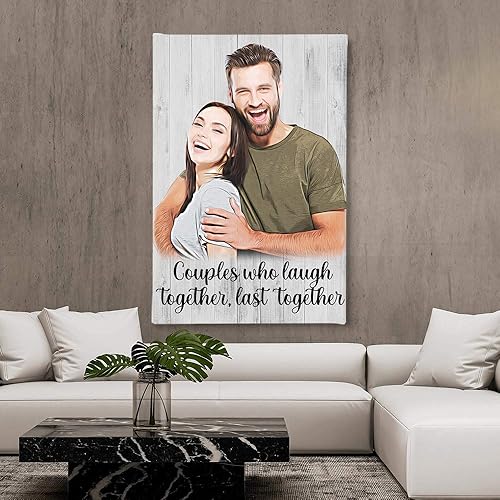 Miniatura 5 de Awesometik Regalo de novio sobre fondo de madera rústica, lienzo personalizado para ella, regalo para él, perros, gatos, decoración del hogar, listo