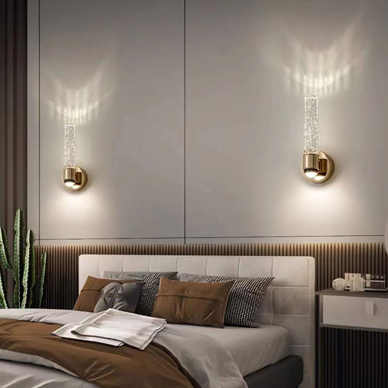 Lámparas de Pared para Interiores Lámparas de Pared Led de Cristal para Estudio Luz de Noche para Sala de Estar Y Dormitorio Paquete de 1 O 2