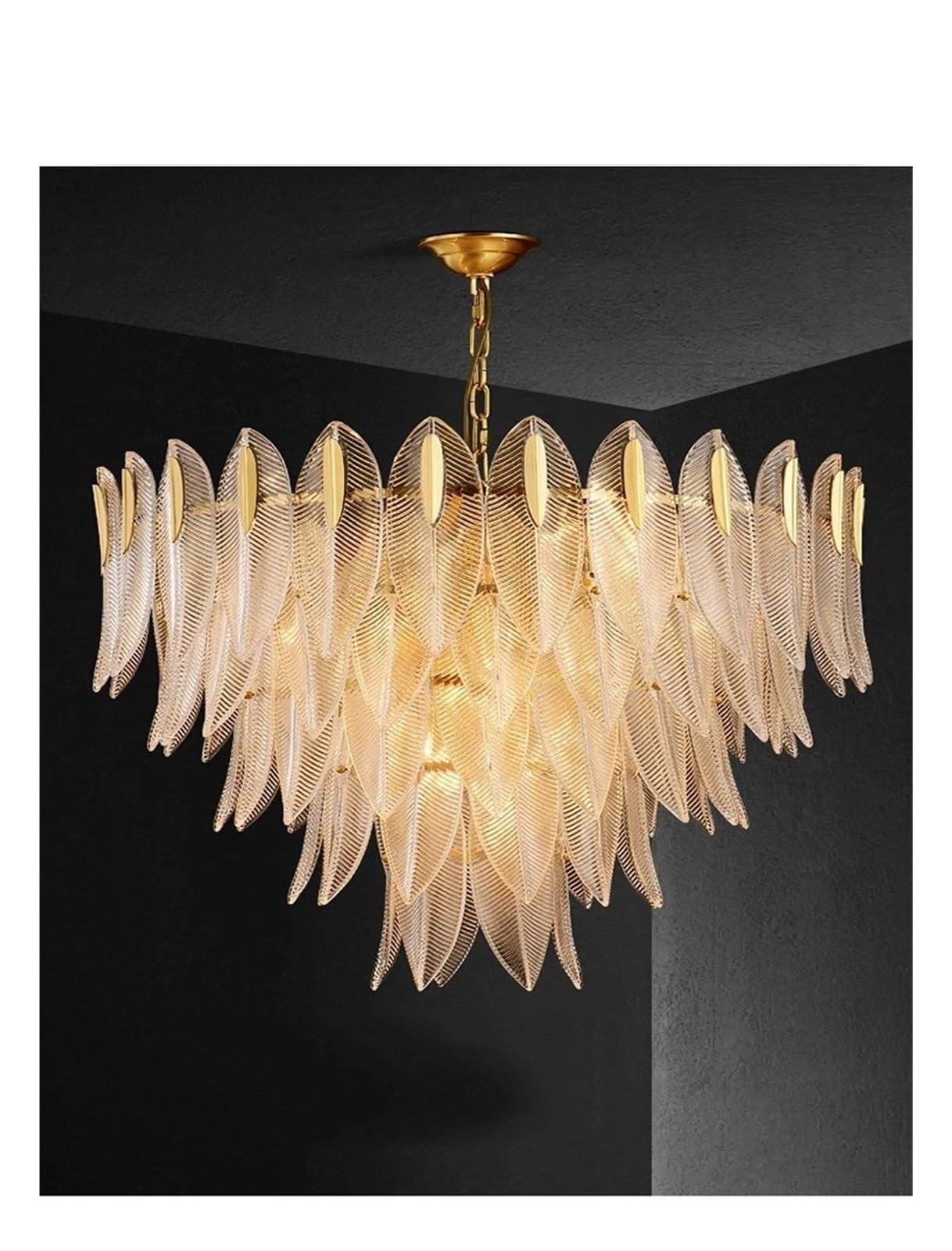 HYJAUSXB Chandelier, French Light Luxury Living Room Glass Chandelier Retro Bedroom Villa Restaurant Lighting for Kitchens(Dia80cm H63cm)