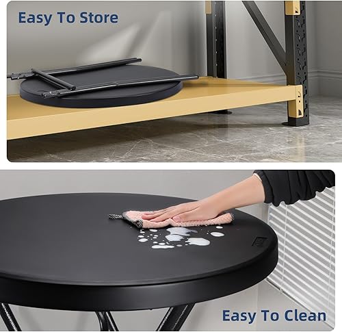 Miniatura 7 de Mesa de cóctel redonda plegable de 28 pulgadas para interiores y exteriores con patas extraíbles, mesa alta de barra plegable para fiestas, patio,