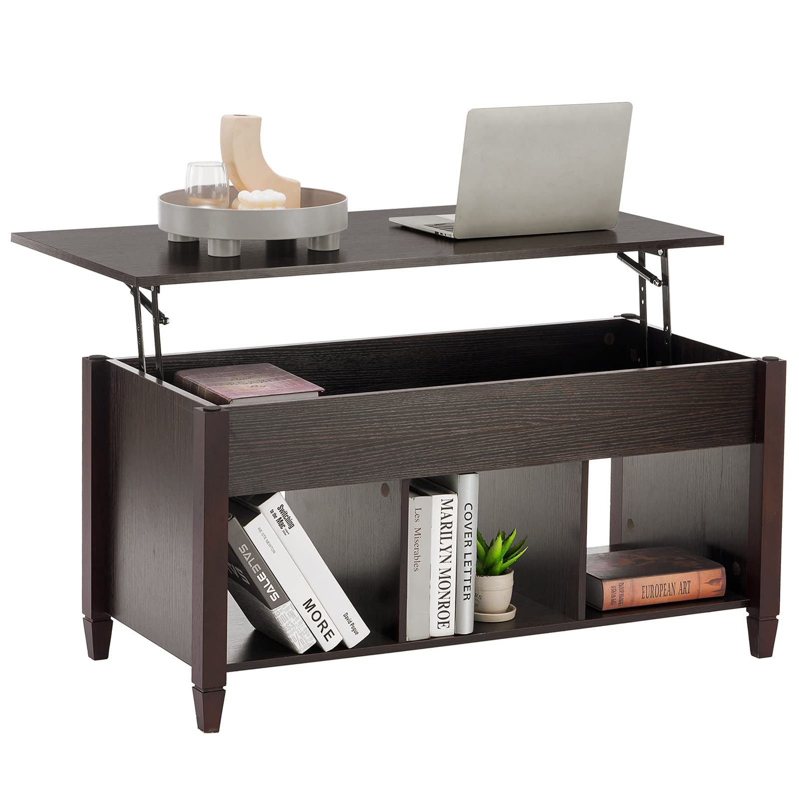 Bonnlo Lift Top Coffee Table, Coffee Table Converst to Dining Table