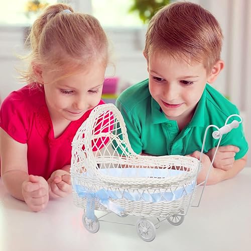 Miniatura 7 de Gadpiparty Ratán Baby Boy Shower Candy Boxes Woven Flower Basket Baby Stroller Shape Wedding Favor Basket Christmas Birthday Treat Box Bautismo