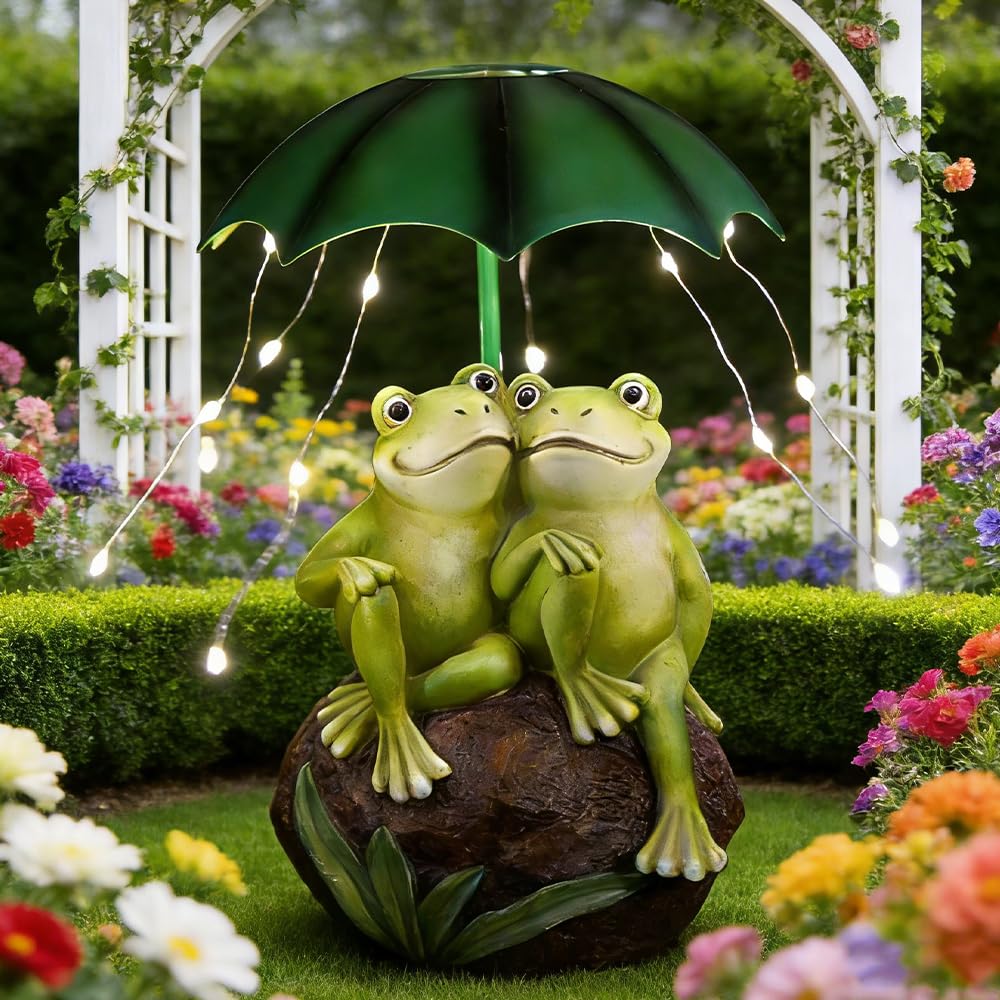 Lotvic Statue de Grenouille Solaire, Figurine Grenouille, Statue de Garden, Figurines Décoratives de Jardin en Résine, Décoration de Jardin,pour L'extérieur, Balcon, Salon, Bureau