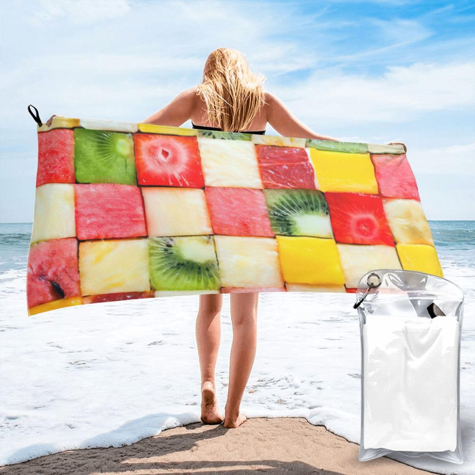AYYQWE Kiwi Watermelon Print Lightweight Towel For Men Women Travel Beach Camping Hiking Yoga Swimming Sports