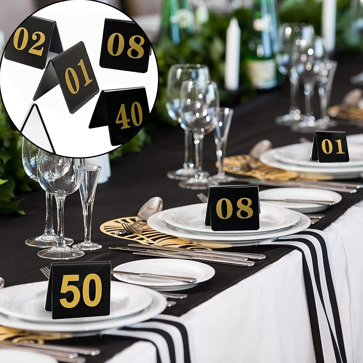 Number 1 to 100 Desk Sign Plate, Transparent/Black Frosted Acrylic Table Number Card, Stackable Table Number Cards, for Indoor Or Outdoor Party Events (1 25) (1 100) (1 50) (1 50 EU)
