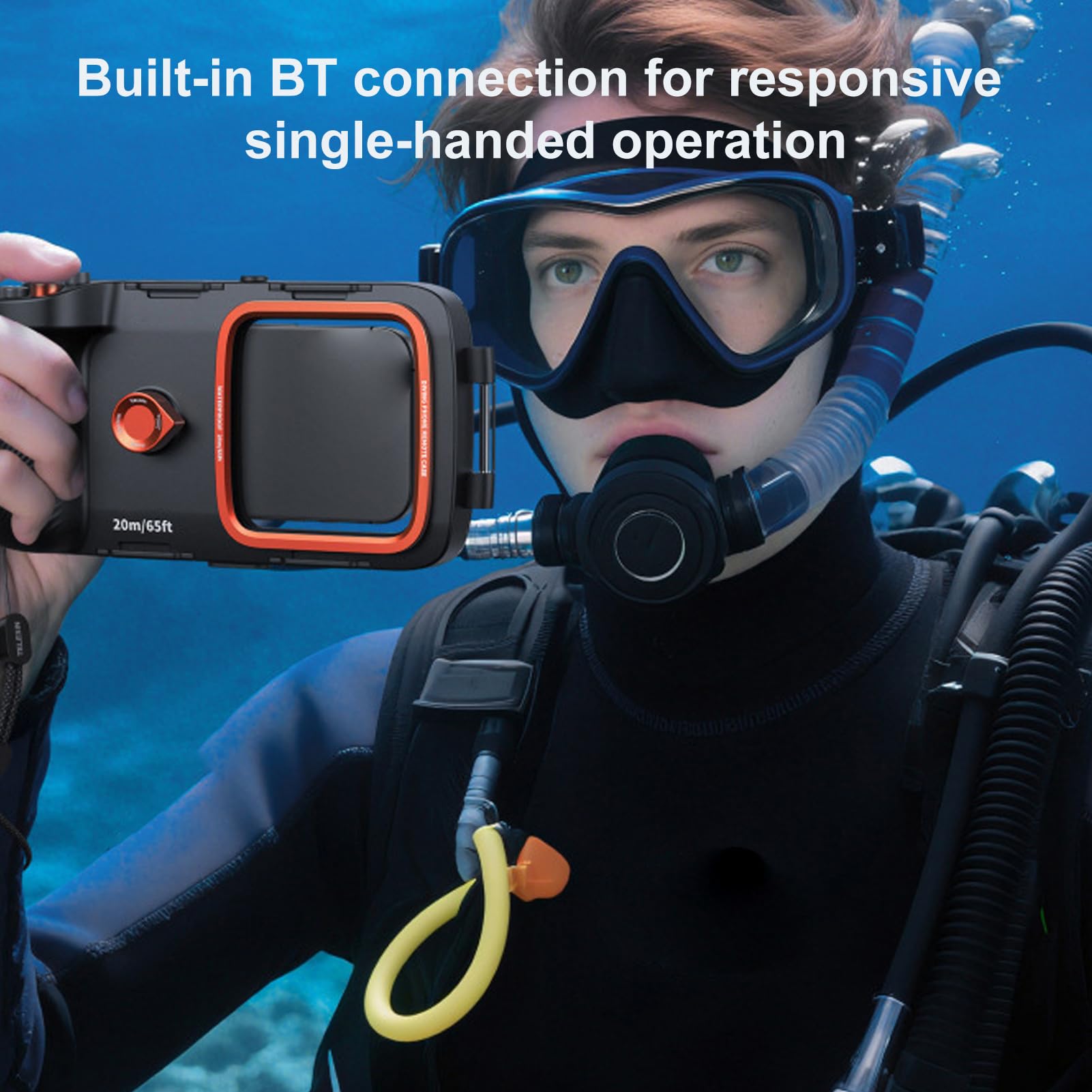 Jectse Custodia per Telefono Subacqueo, Custodia per Telefono Subacqueo IP68 per Smartphone Fino a 7 Pollici, con Design Antiappannamento a Prova di Perdite e Telecomando BT, per