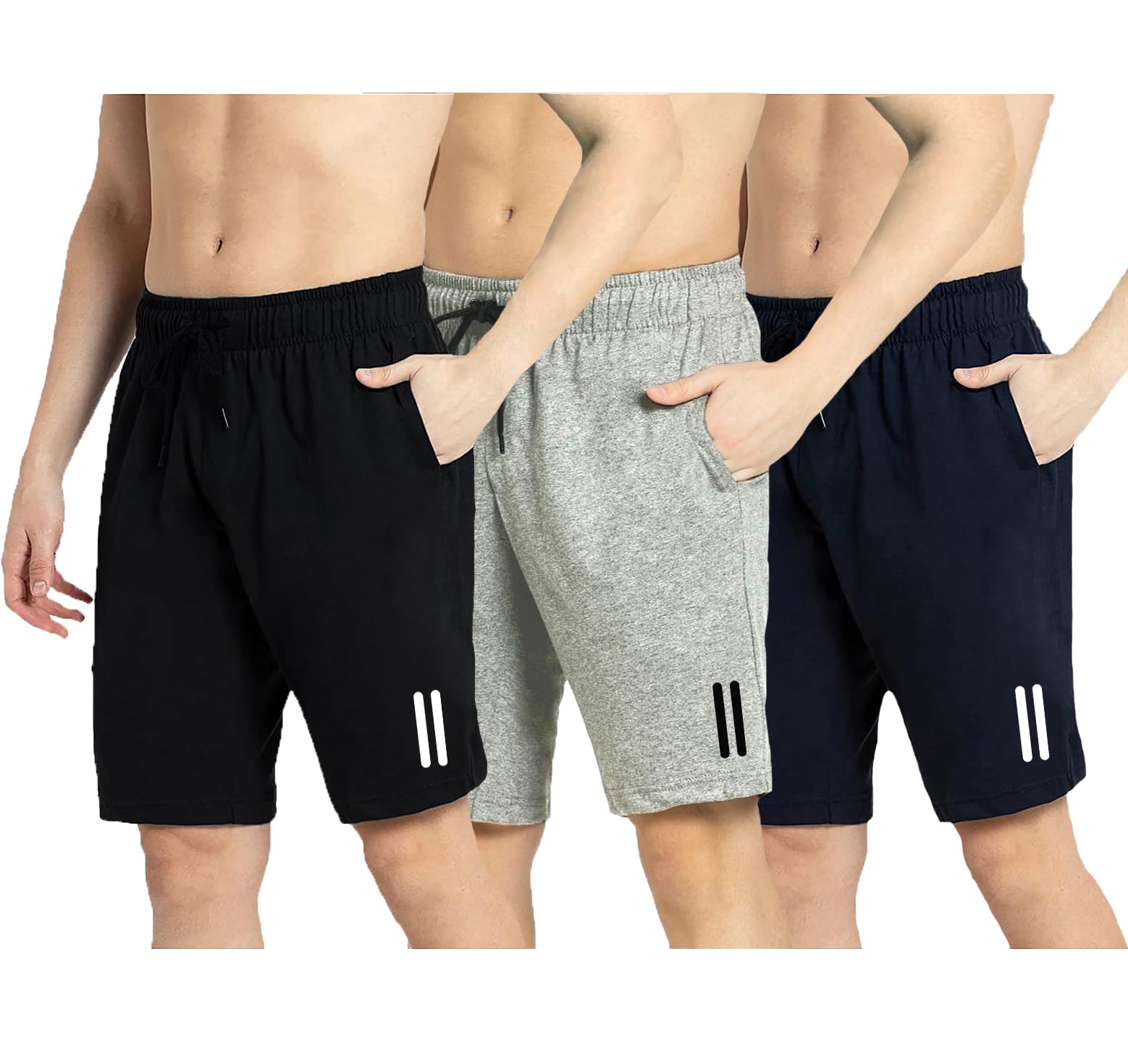 West Gate Clothing Plus Sizes Men's Cotton Knee Length Shorts | Casual and Night Wear Pack of 3-picture-36