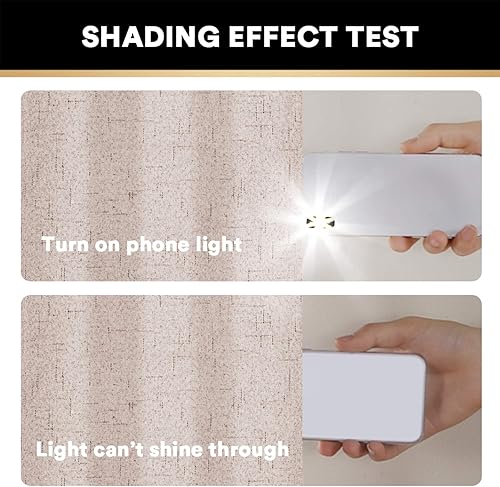Miniatura 6 de PrinceDeco Cortinas opacas de 54 pulgadas de largo, con bolsillo para barra, cortinas opacas para dormitorio, tela de arpillera con forro aislante
