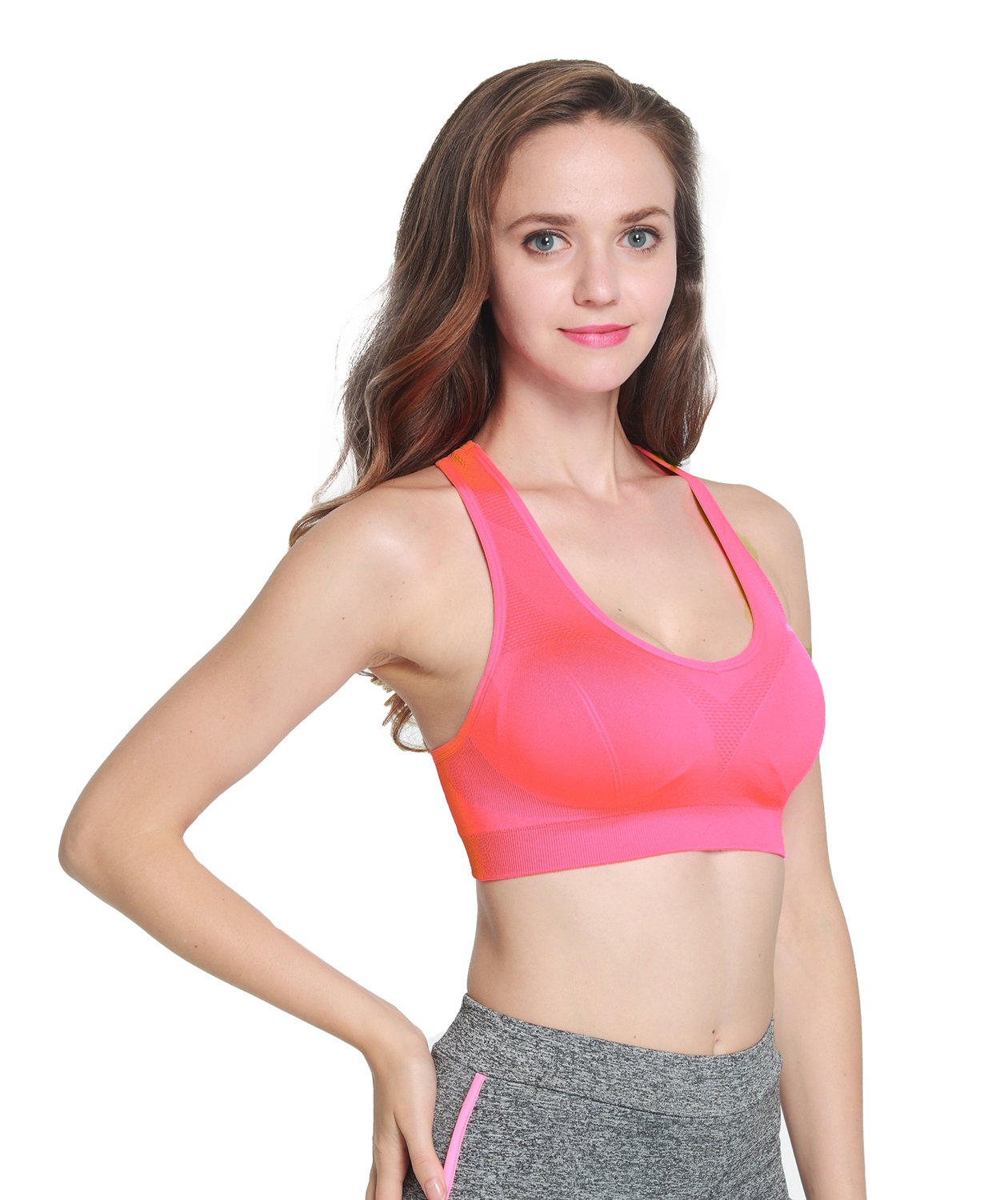 Women’s Seamless Sports Bras with Removable Cups High Impact Yoga Bra