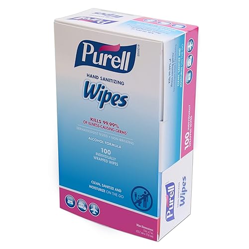 PURELL 902210BX Toallitas desinfectantes para manos, 5 x 7, 100caja