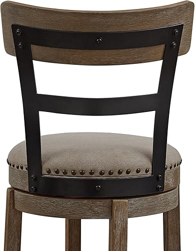 Miniatura 7 de Ball & Cast - Taburete giratorio a la altura del contador, altura del asiento de 24 pulgadas, tela de color gris pardo con adorno de cabeza de