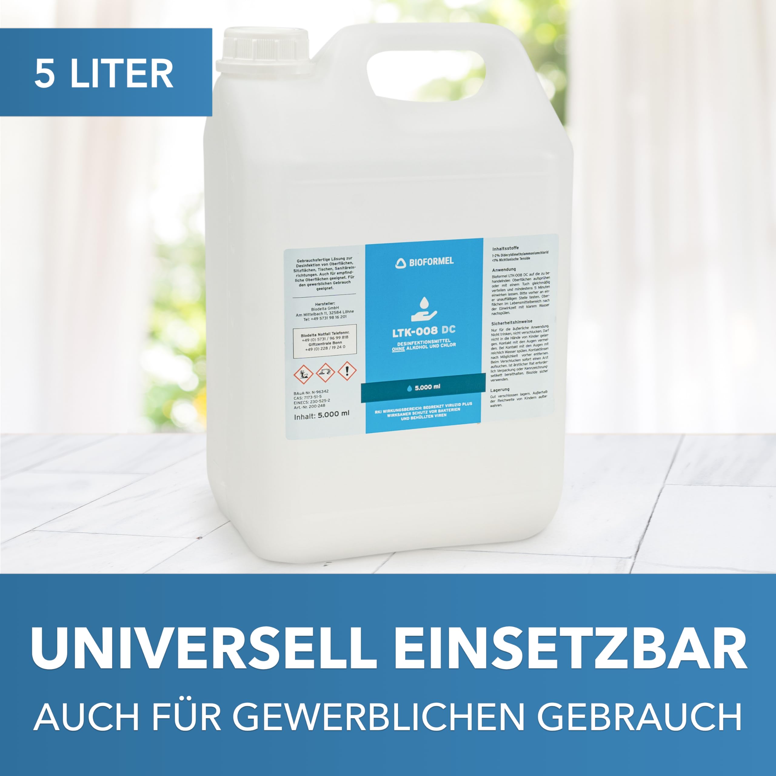 BioFormel DC Flächendesinfektionsmittel 5L | Desinfektionsmittel | LTK-008 | Made in Germany