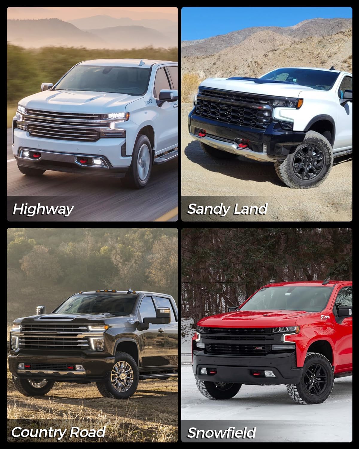 Tow Hook Covers Fit for Chevy Silverado 1500, Red | 2007-2025 Compatible, Unique Design, Anti-Rust & Weather Protection, Easy No-Tool Install, Custom Front Accessories