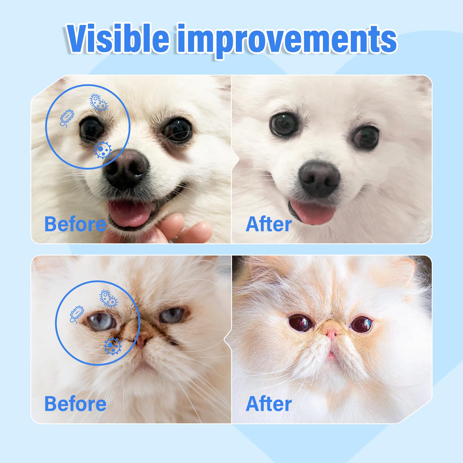 Oivolii Tear Stain Remover for Dogs Eyes and Cat Eyes pH-Balanced Formula cat dog products eye cleaner for cat dog grooming Gently Cleans Unsightly Tear Marks eye care for dog wash puppy essentials - Image 2