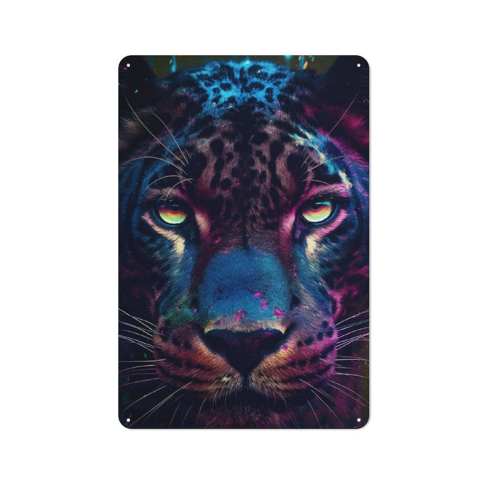 Junmoney Black Panther Fluorescent Tin Sign 30X20cm With For Bar Or Restaurant, Retro Decor, For Garage, Workshop And Man Cave Decoration