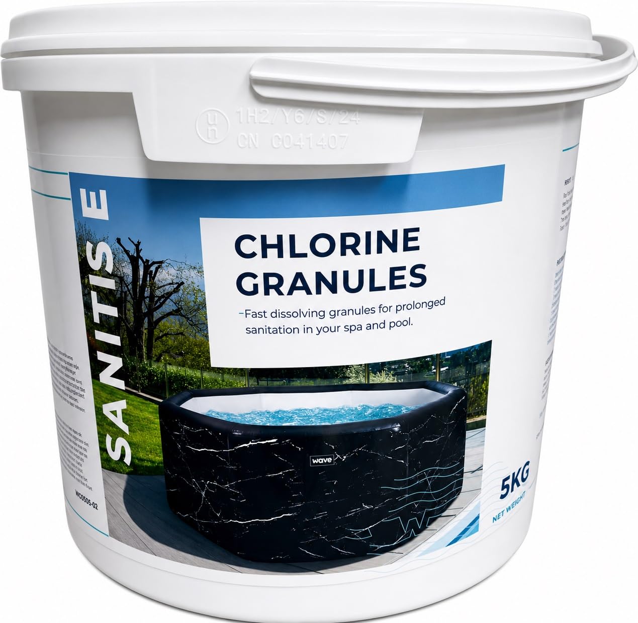 WAVE Chlorine Granules for Hot Tub Spa and Swimming Pool Water Treatment for Rapid Disinfecting and Cleaning, 5 kg