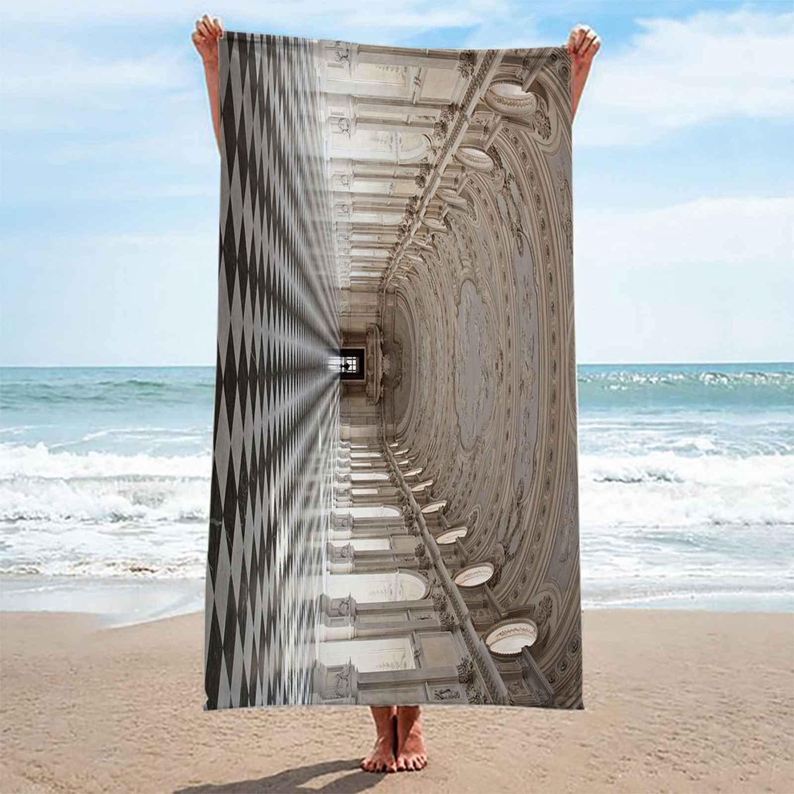 Telo Mare Bambino 3D Stampa Microfibra Antisabbia Edificio A Corridoio In Stile Europeo Asciugamano Da Spiaggia Grande xl xxl Per Adulti Uomo Donna Telo Da Bagno Nuoto Spa Prendere Il Sole 150x2