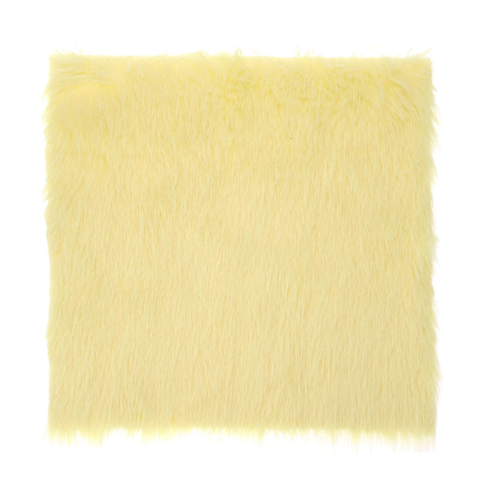 DMiotech 14"x14" Yellow Faux Fur Square Fabric, Fluffy Faux Fur for Crafts Gnomes, Animal Costumes, Cushions