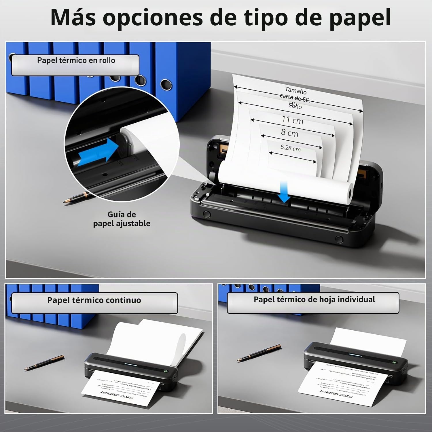 300dpi Impresora Termica Portatil A4, 2600mAh Impresora Portátil, Impresora Portatil Inalambrica, M832/M834 Plus Impresora Térmica A4 Bluetooth, Compacta