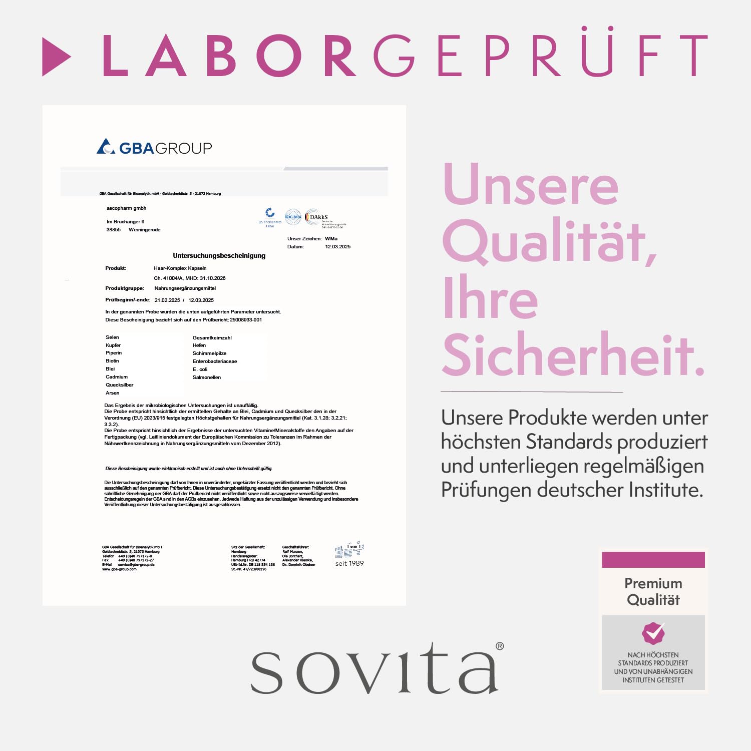 sovita Haar Komplex Kapseln mit Hirseextrakt & Biotin | Mit Kupfer, Selen & Schwarzem Pfeffer zur Unterstützung von Haaren, Haut & Bindegewebe | Nahrungsergänzung | 360 Kapseln