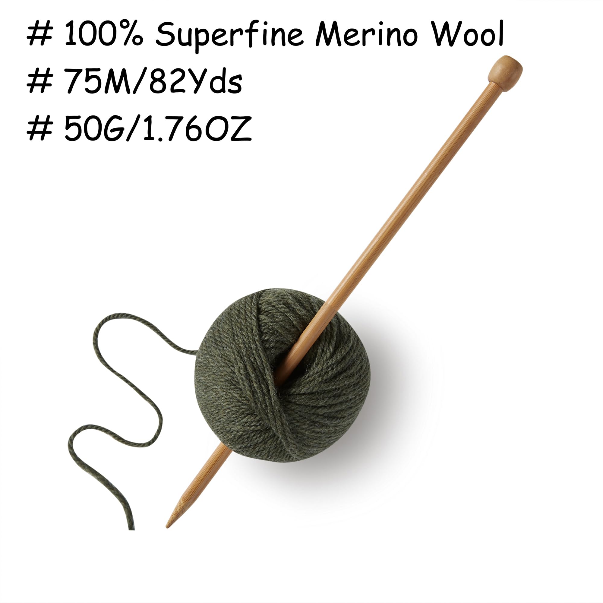 100% lana merina, hilo lujoso y suave de 3 capas para tejer a mano y ganchillo (verde bosque, 3 ovillos)