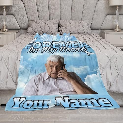 Miniatura 2 de Artsadd Manta conmemorativa personalizada para seres queridos perdidos, mantas de recuerdo personalizadas para pérdida de madre, padre, abuela,