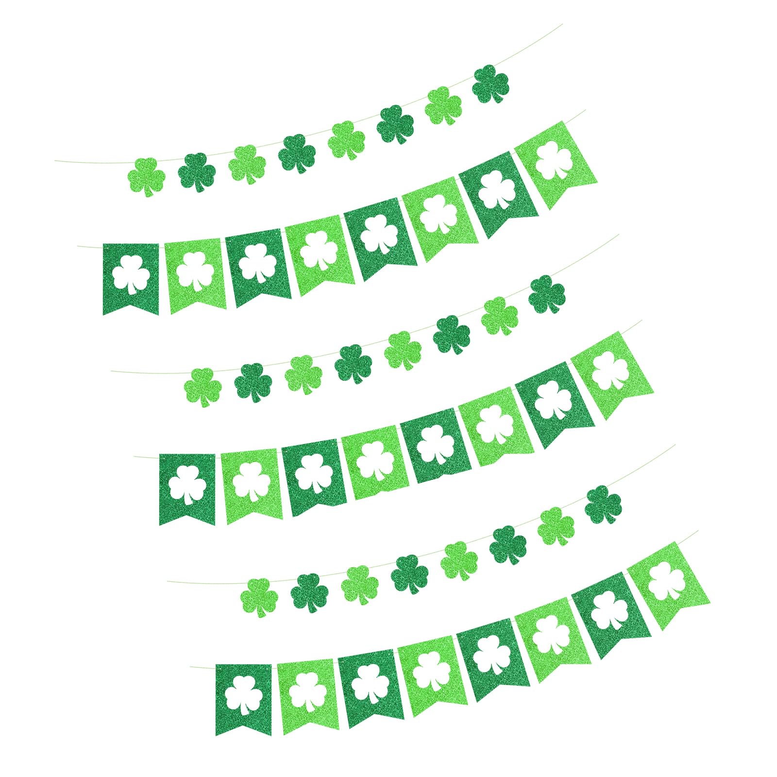 Kalttoy Patrick ' s Shamrocks Pennant Banners for Holiday Party Decorations Recyclable Paper Easy to Hanging Clovers Flag Patricks Banners