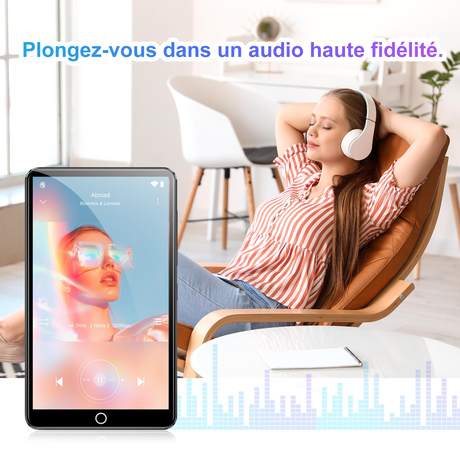 joliker 80Go Lecteur MP3 avec Bluetooth et WiFi, MP3 Player avec 13 MP Caméra Arrière, Lecteur de Musique Mp3 et Mp4 ave Spotify, Audible, Deezer, Lecteur Vidéo à écran Tactile 4.02 Pouces 1080P