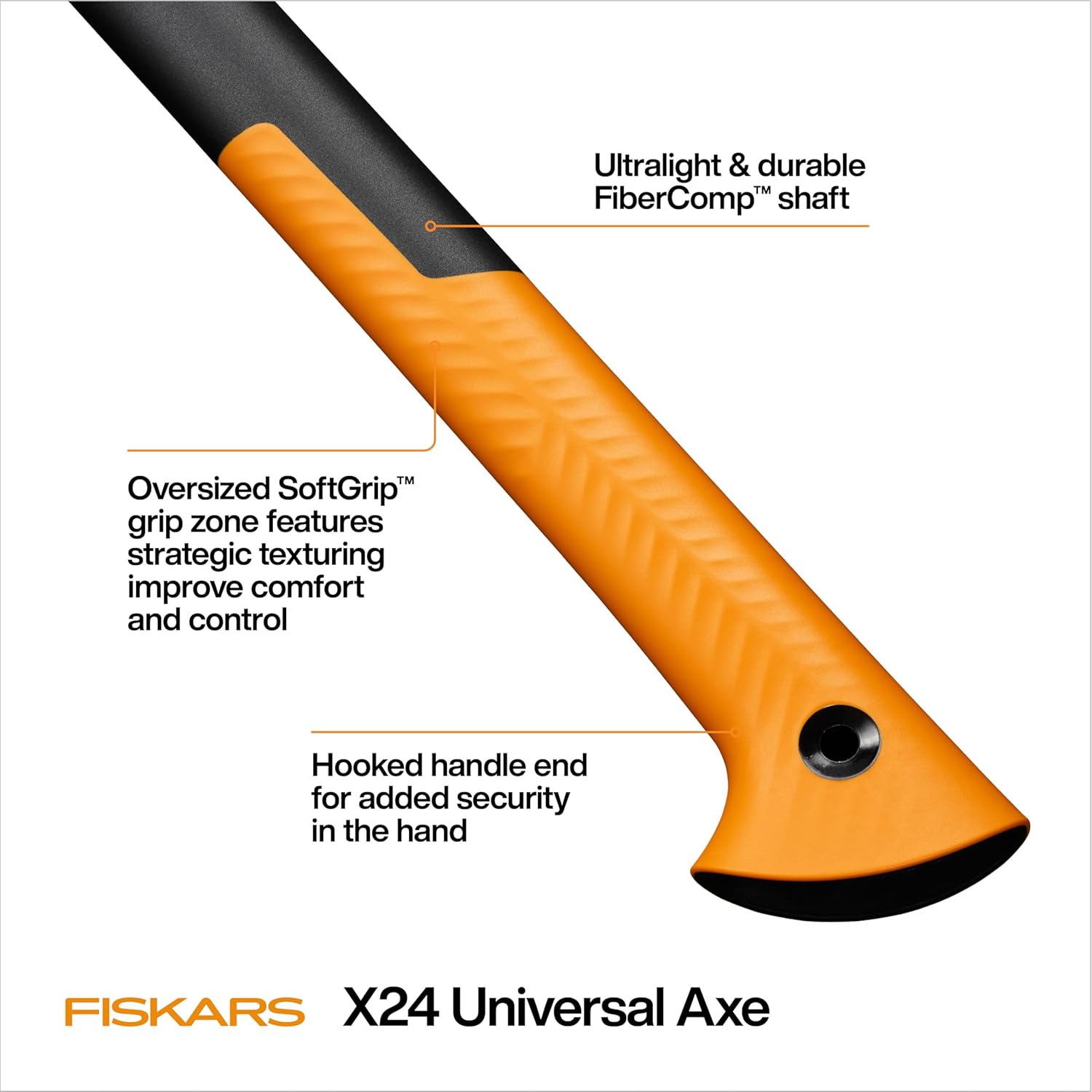 Fiskars X24 Universal Axe 24", Forged Steel Blade for Felling Trees & All-Purpose Chopping, Shock-Absorbing FiberComp Handle & Low-Friction Coating for Clean Cuts in Fresh Resinous Wood