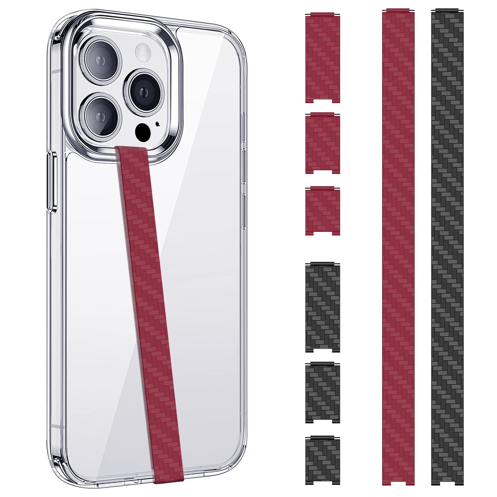 ROCONTRIP Cell Phone Grip Holder, 2 PCS New Upgrade Phone Strap Reusable Texture Finger Holder for Hand with Three Short Strips DIY Combination Fit 4.7"-7.2" Most Smart Phone Case