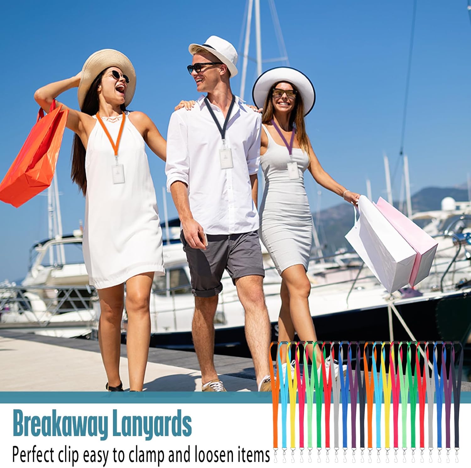 Patelai 120 Pcs Breakaway Lanyards with J Hook Bulk Flat for ID Badges Neck Badge Lanyards Card Nametag Holder Neck Straps (Mix Color) - Image 3