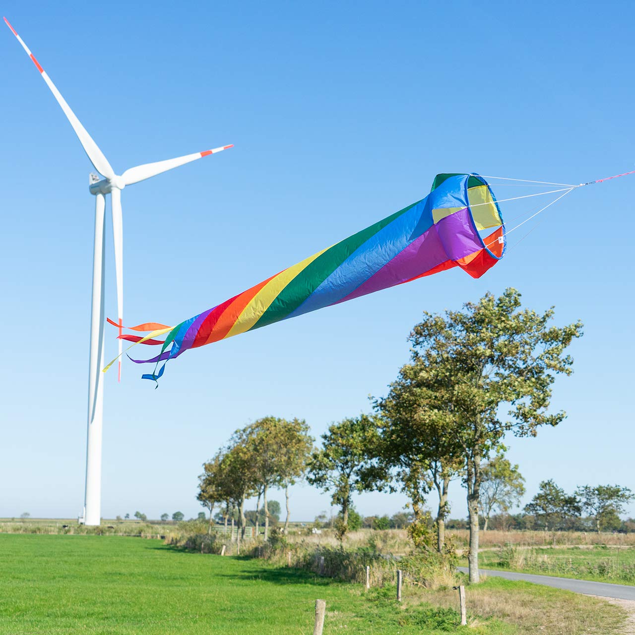 Manica a vento - Windturbine 150 RAINBOW - Impermeabile e resistente ai raggi UV - Ø35cm, Lunghezza: 150cm - incl. clip girevoli con cuscinetti a sfere