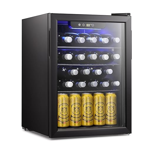 Antarctic Star 24 Bottle Wine Cooler/Cabinet Beverage Refrigerator Small Mini Wine Cellar Beer Soda Clear Glass Door Counter Top Bar Fridge Quiet Operation Compressor Adjust Temperature Freestanding