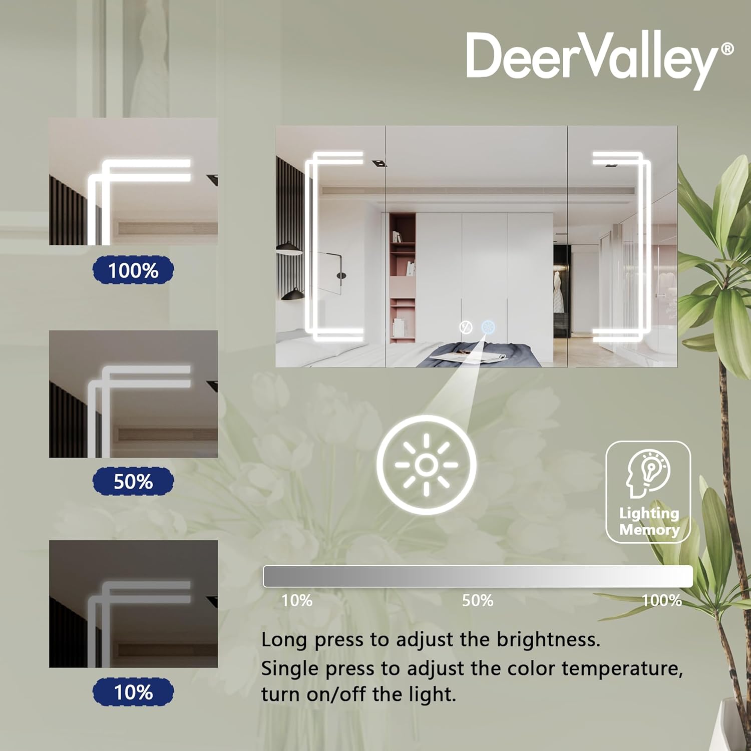 DeerValley DV-1VM0238 Medicine Cabinets for Bathroom with Mirror, 39.97"x 23.62" Wall Mounted LED Medicine Cabinet Organizer with Defogger, Dimmer, Bluetooth Speaker, Three Doors