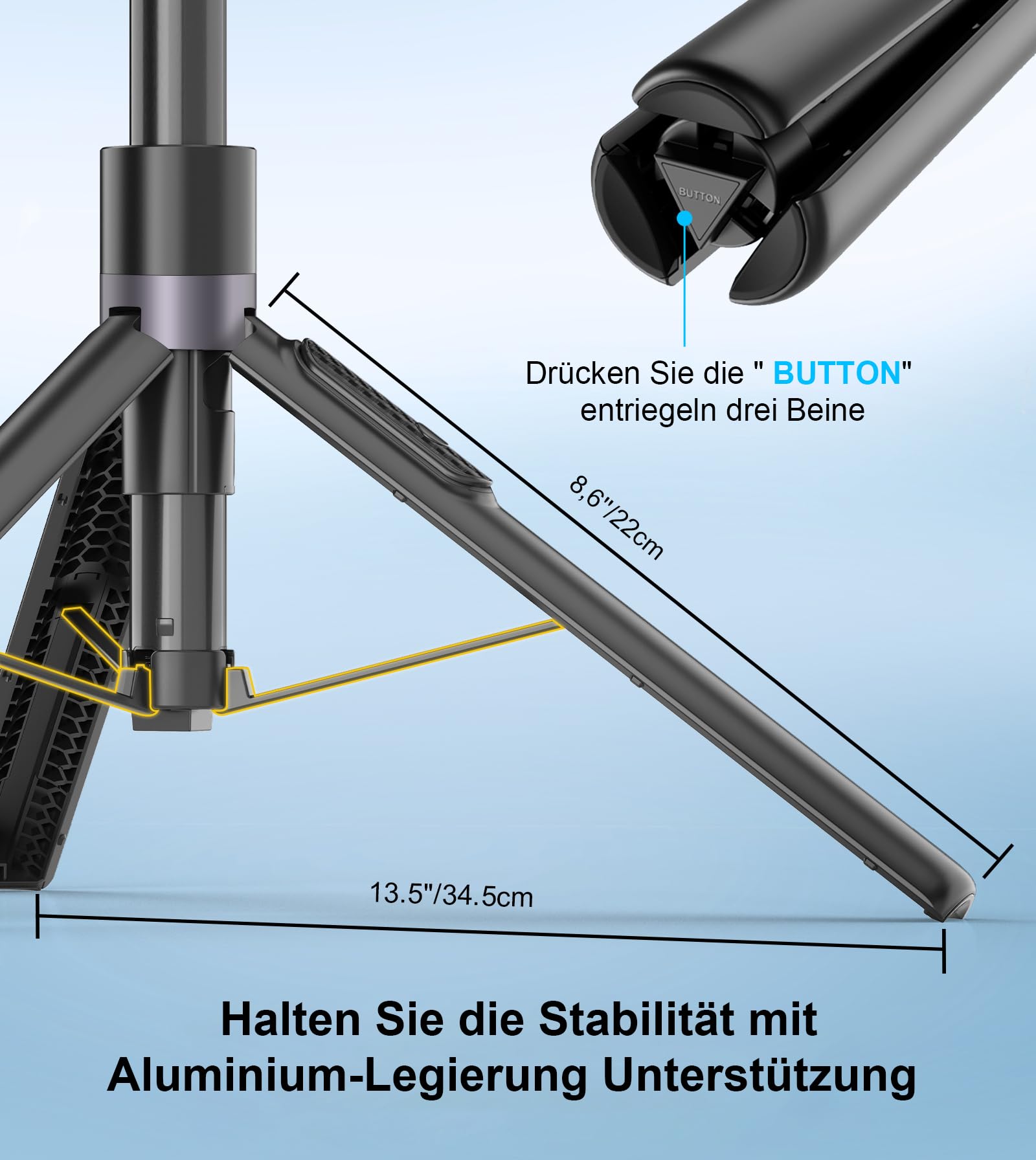 Gahenwo 173cm Selfie Stick Stativ, Einbeinstativ Tripod für Action-Kamera, All-in-1 Handy Stativ mit Fernbedienung,Tragbarer Reisen Telefonstativ-Ständer Foto Video-Kits kompatibel mit iPhone/Android