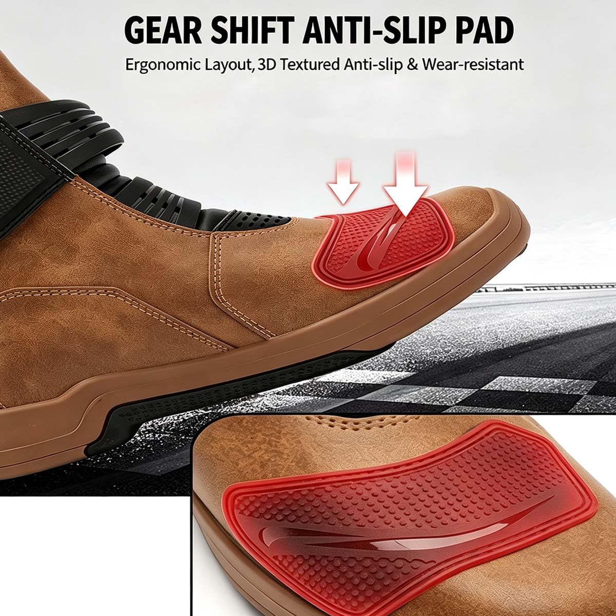 Scarpe da Moto Uomo Stivali Motocross Protezione | Pelle, Traspiranti, Antiscivolo, Supporto della Caviglia, Suola Antiscivolo, Scarpe da Equitazione Stradale Rinforzate