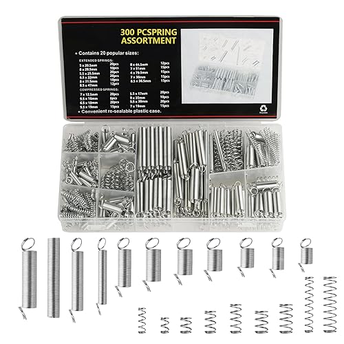 300 Stk Feder Zugfedern Sortiment Set, Edelstahl Druckfedern & Spannfeder