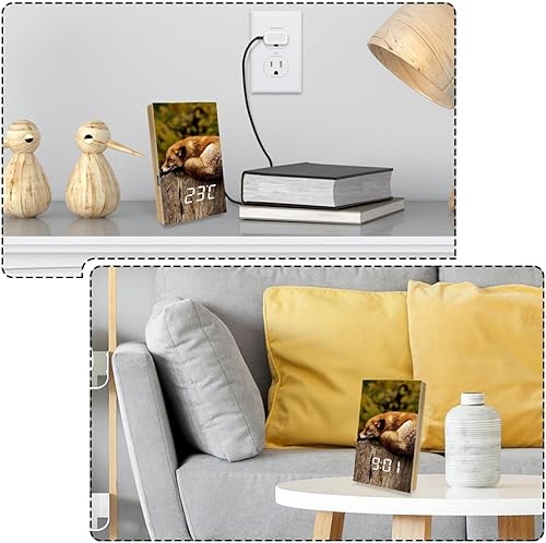 Miniatura 6 de Fox Small LED Clock Digital Timer Nightlight Alarm Clock,USB Charger, 1224Hr, Compact Clock for Bedrooms, Bedside, Desk