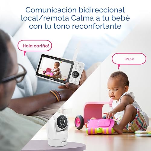 Miniatura 8 de VTech Monitor de bebé WiFi inteligente de 2 cámaras con cámara FHD de 1080p y pantalla IPS HD de 5", aplicación gratuita con video de detección